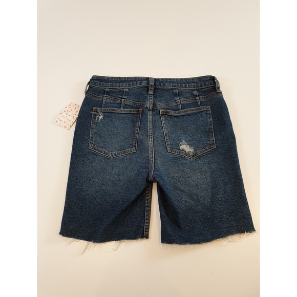 Free People Shorts Womens 27 Blue Denim Distressed Cutoff Raw Hem High Rise NWT - Picture 8 of 16